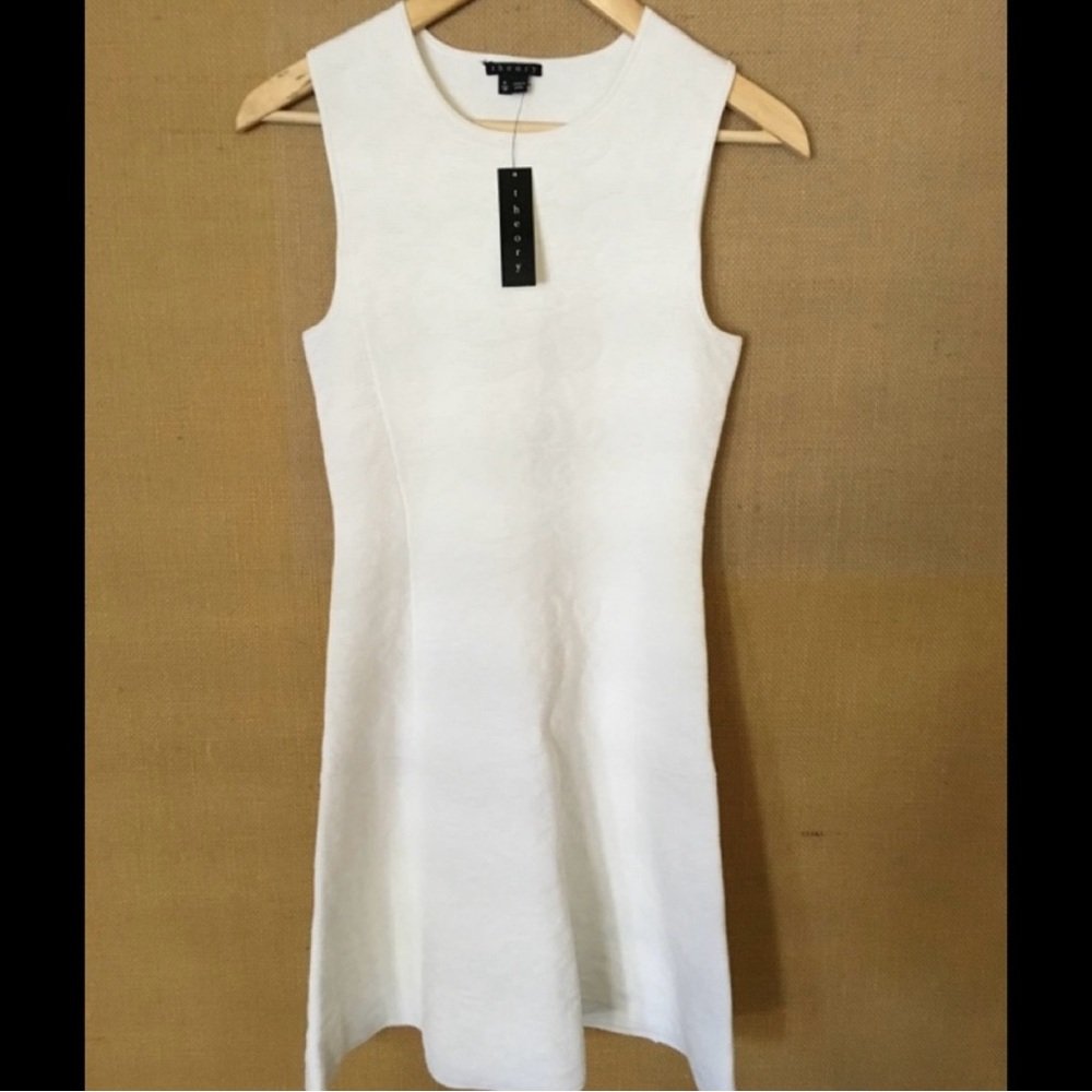 Theory white textured knit dress